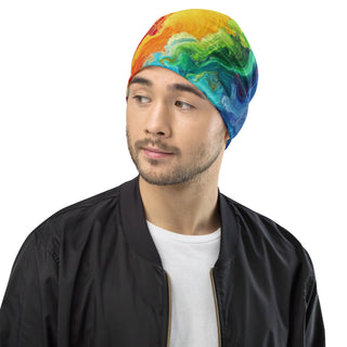 Rainbow Swirl Beanie Hat by Ellen Jean