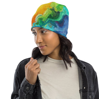 Rainbow Swirl Beanie Hat by Ellen Jean