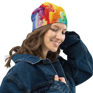 Rainbow Swirl Beanie Hat by Ellen Jean