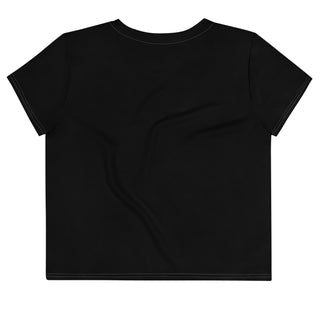 T-Shirt Crop Top Solid Black Short Sleeved Tee Shirt