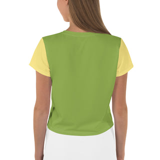 Green and Yellow Crop Top T-Shirt by Ellen Jean