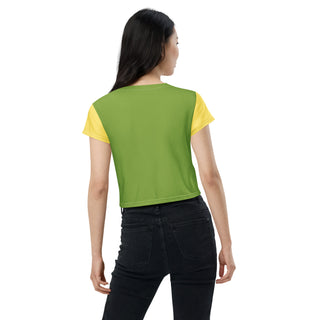 Green and Yellow Crop Top T-Shirt by Ellen Jean