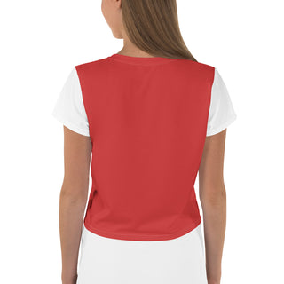 Red and White Crop Top T-Shirt by Ellen Jean