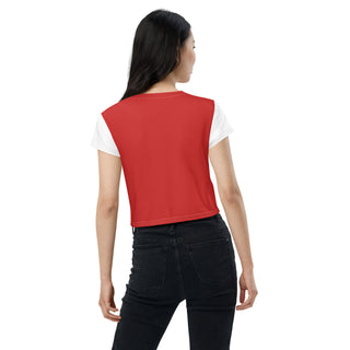 Red and White Crop Top T-Shirt by Ellen Jean