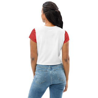 Red, White, and Blue Crop Top T-Shirt by Ellen Jean