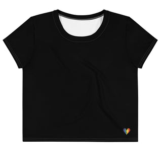 T-Shirt Crop Top Solid Black Short Sleeved Tee Shirt