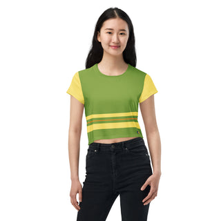 Green and Yellow Crop Top T-Shirt by Ellen Jean