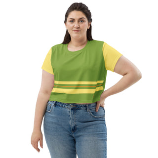 Green and Yellow Crop Top T-Shirt by Ellen Jean