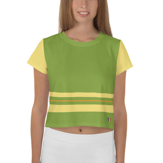 Green and Yellow Crop Top T-Shirt by Ellen Jean