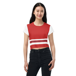 Red and White Crop Top T-Shirt by Ellen Jean