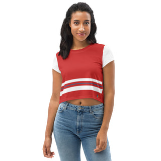 Red and White Crop Top T-Shirt by Ellen Jean