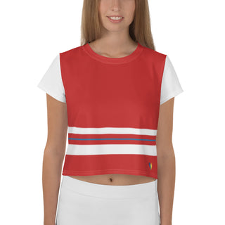 Red and White Crop Top T-Shirt by Ellen Jean