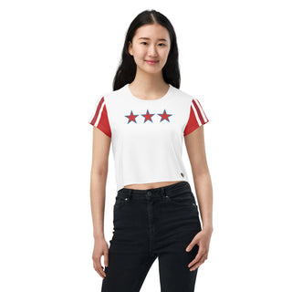 Red, White, and Blue Crop Top T-Shirt by Ellen Jean