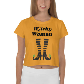 T-Shirt Crop Top Solid Witchy Woman Short Sleeved Tee Shirt