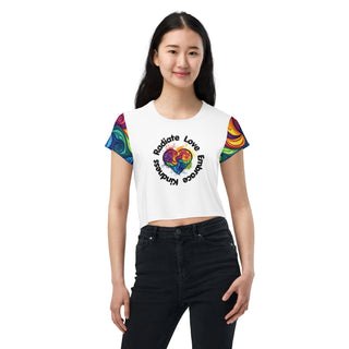 T-Shirt Crop Top Radiate Love, Embrace Kindness Woman Short Sleeved Tee Shirt