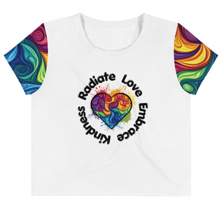 T-Shirt Crop Top Radiate Love, Embrace Kindness Woman Short Sleeved Tee Shirt