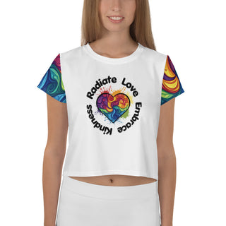 T-Shirt Crop Top Radiate Love, Embrace Kindness Woman Short Sleeved Tee Shirt