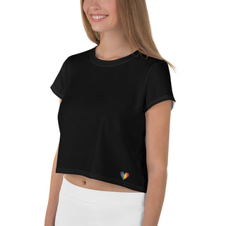 T-Shirt Crop Top Solid Black Short Sleeved Tee Shirt