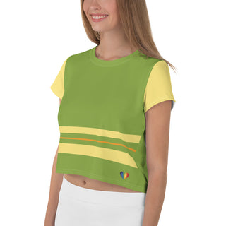 Green and Yellow Crop Top T-Shirt by Ellen Jean