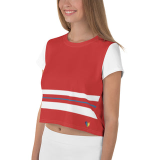 Red and White Crop Top T-Shirt by Ellen Jean