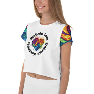 T-Shirt Crop Top Radiate Love, Embrace Kindness Woman Short Sleeved Tee Shirt