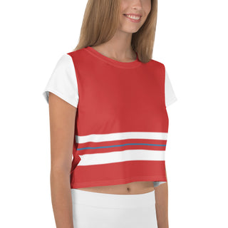 Red and White Crop Top T-Shirt by Ellen Jean