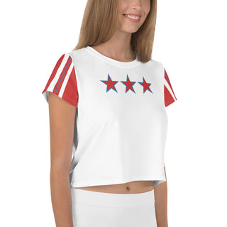 Red, White, and Blue Crop Top T-Shirt by Ellen Jean