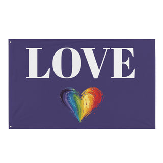 Purple Love Flag with Rainbow Heart