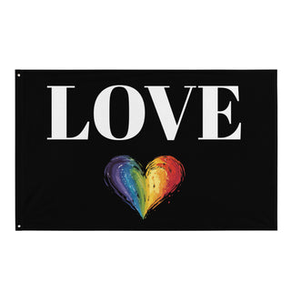 Black Love Flag with Rainbow Heart