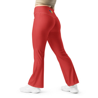 Leggings Butt-Lifting High Waist Eco Friendly Red Flare Pants