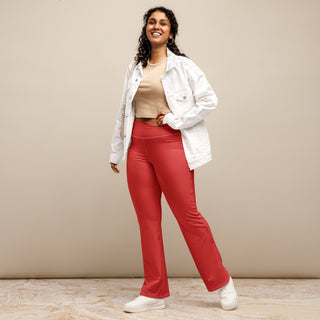 Leggings Butt-Lifting High Waist Eco Friendly Red Flare Pants