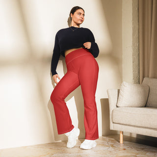 Leggings Butt-Lifting High Waist Eco Friendly Red Flare Pants