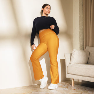 Leggings Butt-Lifting High Waist Eco Friendly Orange Flare Pants