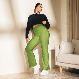 Leggings Butt-Lifting High Waist Eco Friendly Green Flare Pants