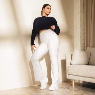 Leggings Butt-Lifting High Waist Eco Friendly White Flare Pants