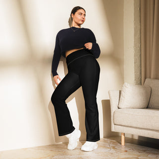 Leggings Butt-Lifting High Waist Eco Friendly Black Flare Pants