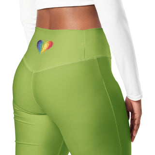 Leggings Butt-Lifting High Waist Eco Friendly Green Flare Pants