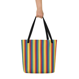 Large Rainbow Stripe Tote Bag 16"x20"