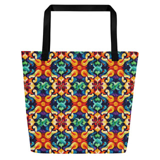 Large Colorful, Bright Patterned Tote Bag 16"x20"