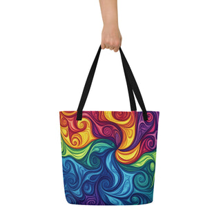 Large Rainbow Swirl Tote Bag 16"x20"