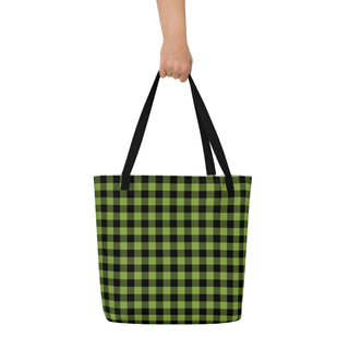 Large Green Plaid Tote Bag 16"x20"