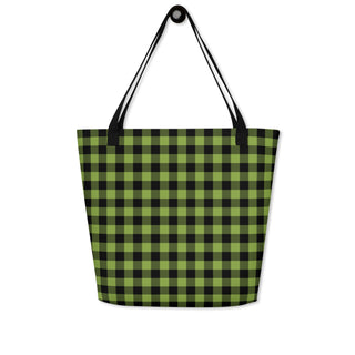 Large Green Plaid Tote Bag 16"x20"