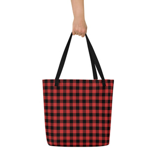 Large Red Plaid Tote Bag 16"x20"