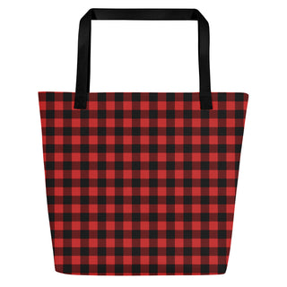 Large Red Plaid Tote Bag 16"x20"