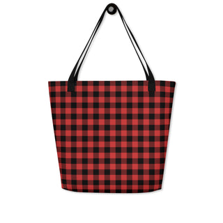 Large Red Plaid Tote Bag 16"x20"