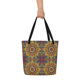 Large Colorful Mandala Tile Tote Bag 16"x20"