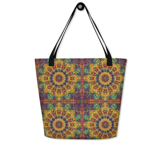 Large Colorful Mandala Tile Tote Bag 16"x20"