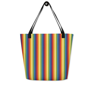 Large Rainbow Stripe Tote Bag 16"x20"