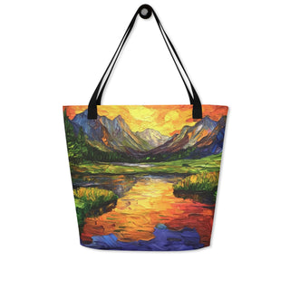 Large Colorful Mountain Sunset Tote Bag 16"x20"