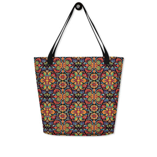 Large Colorful Geometric Tile Tote Bag 16"x20"